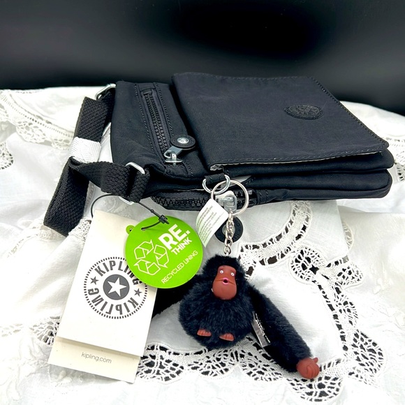 Kipling NWT Black Nylon Crossbody Travel Lightweight Purse (P0012) - Picture 4 of 10